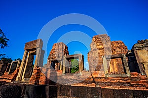 Mueang Tam Stone Sanctuary Prasat Mueang Tam. The Historical Sites and Monuments located in Buriram province of Thailand