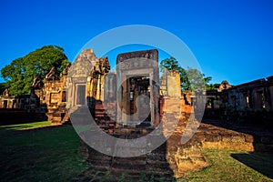 Mueang Tam Stone Sanctuary Prasat Mueang Tam. The Historical Sites and Monuments located in Buriram province of Thailand