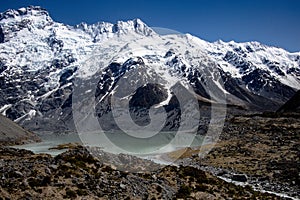 Mueller Lake, at the foot of Mount Sefton, Hooker Valley