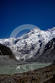 Mueller Lake, at the foot of Mount Sefton, Hooker Valley