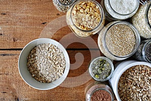 Muesli bar scene with variety of cereals
