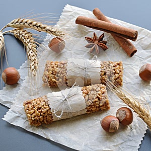 Muesli bars with filbert nuts