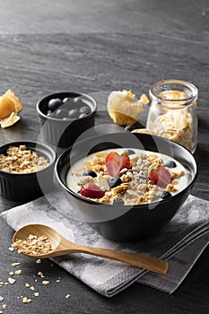 Muesli on bowl for breafast