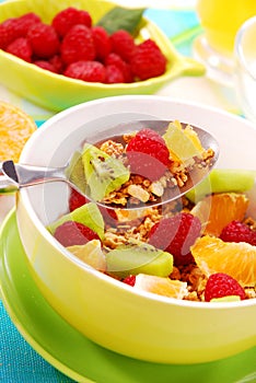 Muesli with fresh fruits as diet food