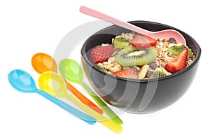 Muesli and fruits meal