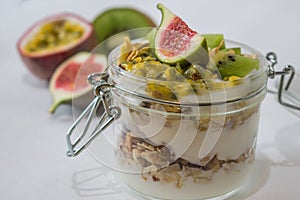 Muesli with fruits and yogurt