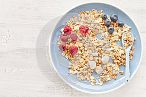 Muesli, granola and berries for breakfast