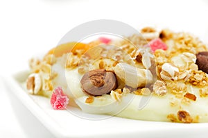 Muesli with pudding