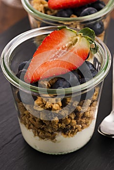 Muesli and yogurt with berries