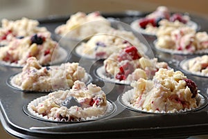Muffin cups with dough