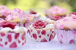 Muffin with marchpane rose