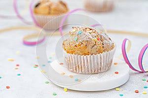 Muffin white with confetti for Birthday Party