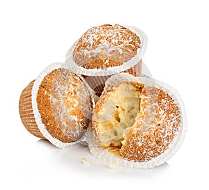Muffins cheese isolated on white