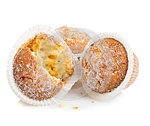 Muffins cheese isolated on white