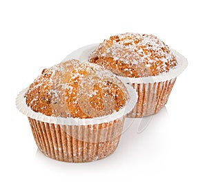 Muffins cheese isolated on white