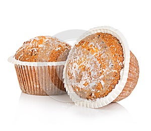 Muffins cheese isolated on white