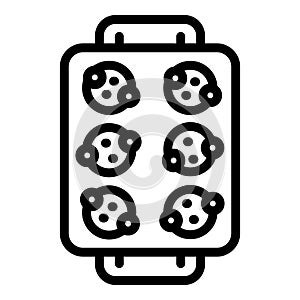 Muffins culinary ceramic tray icon outline vector. Baking cookies tray
