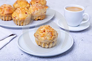 Muffins with ham and cheese. Homemade baking.