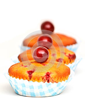Muffins with sour cherries