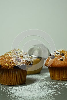 Muffins on table