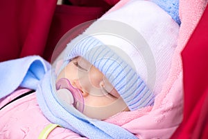 Muffled baby sleeping