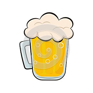 Mug of beer in cartoon style isolated on white background