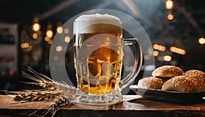 mug of beer on dark background