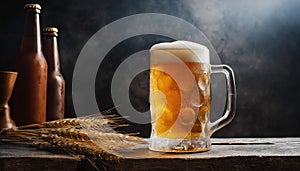 mug of beer on dark background