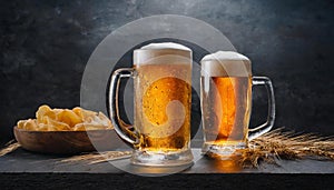 mug of beer on dark background