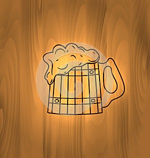 Mug Beer Foam Scorch Wooden Wall