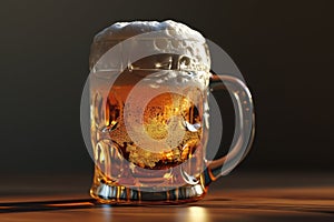 A mug of beer with foam on the table close-up. oktoberfest. light alcoholic drink.