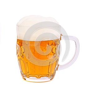 Mug of beer with froth isolated