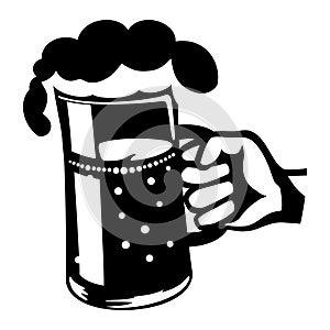 Mug with beer in hand.