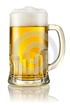 Mug with beer isolated on white. Clipping path