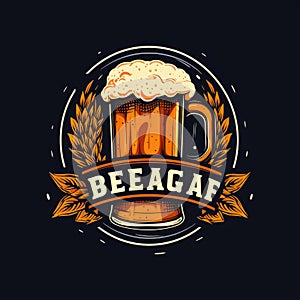 Mug beer logo on cap - vector illustration, emblem brewery design on dark background
