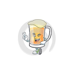 Mug of beer in a two finger character
