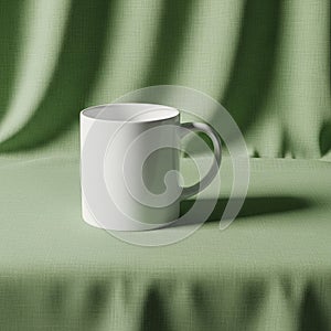 The mug is centered with a plain design, casting a soft shadow on the