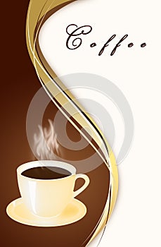 Mug of coffee on an abstract background