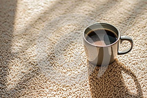Mug of coffee on the floor background