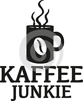 Mug with Coffee and word coffee junkie - german photo