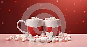 an mug containing red hot cocoa and mini marshmallows