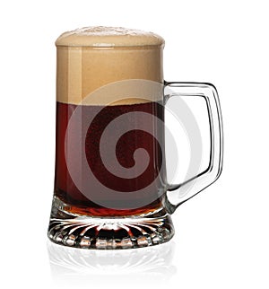 Mug of dark beer isolated on white background