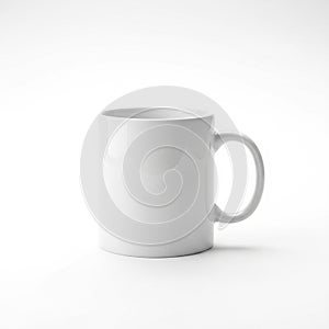 The mug features a cylindrical shape with a sturdy handle on the right side