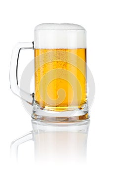 Mug fresh beer isolated over a white