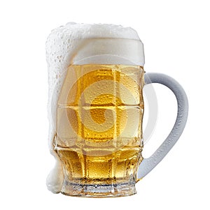 Mug of frosty beer with foam