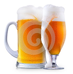 Mug of frosty beer with foam