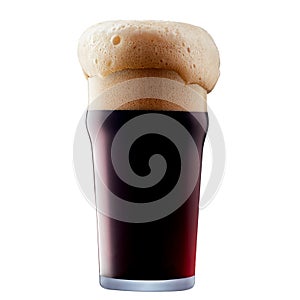 Mug of frosty dark beer with foam