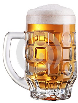 Mug full of fresh beer.