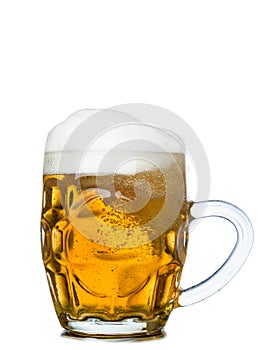 Mug full of fresh beer isolated on white