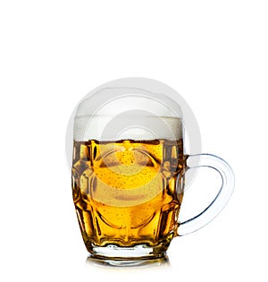 Mug full of fresh beer isolated on white